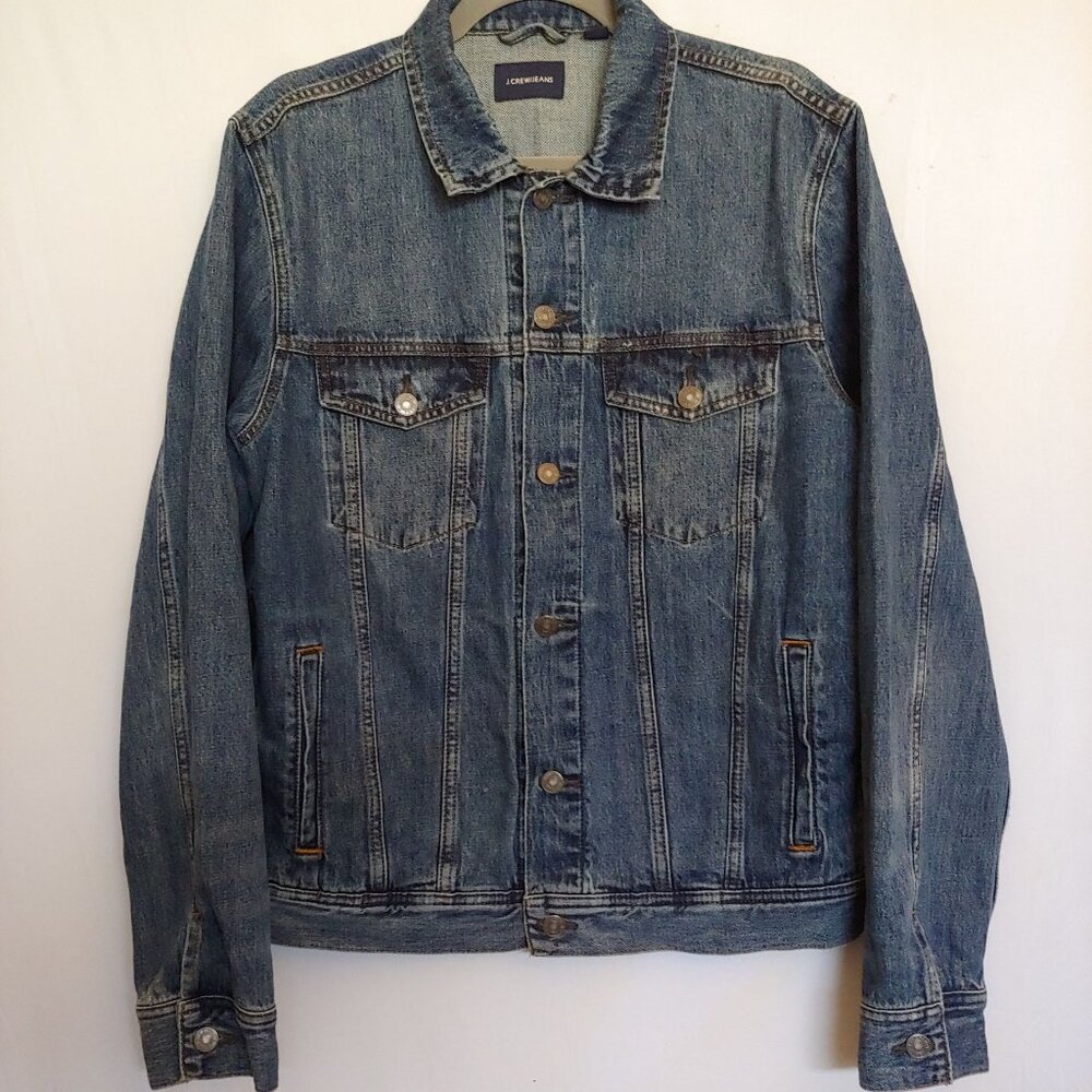 J. Crew Jeans Trucker Chore Jacket Denim Biker Med Western Cowboy